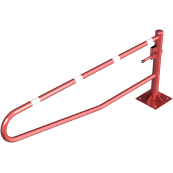 Swiveling gates | to be fixed by plugs, hot-dip galvanized and red coated with white reflecting rings | total width: 2500 mm | with triangular lock